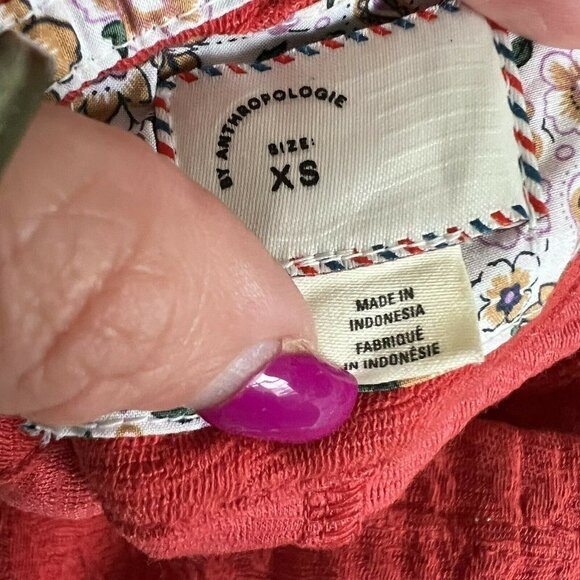 𝅺ANTHROPOLOGIE Peplum Red tank Top blouse XSmall sleeveless spandex - Picture 8 of 10